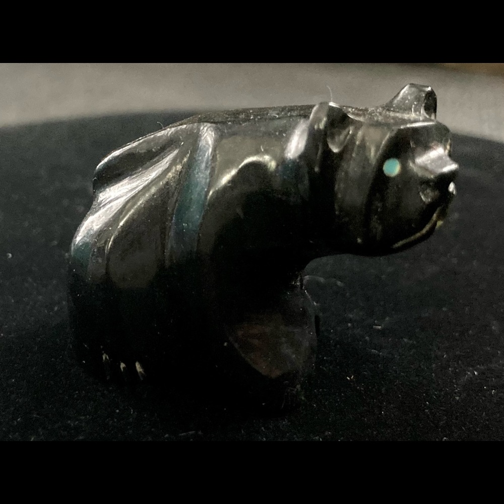 Vintage ZUNI Native American Hand Carved Fetish Turquoise Eyes DAVID CHAVEZ - Picture 6 of 10